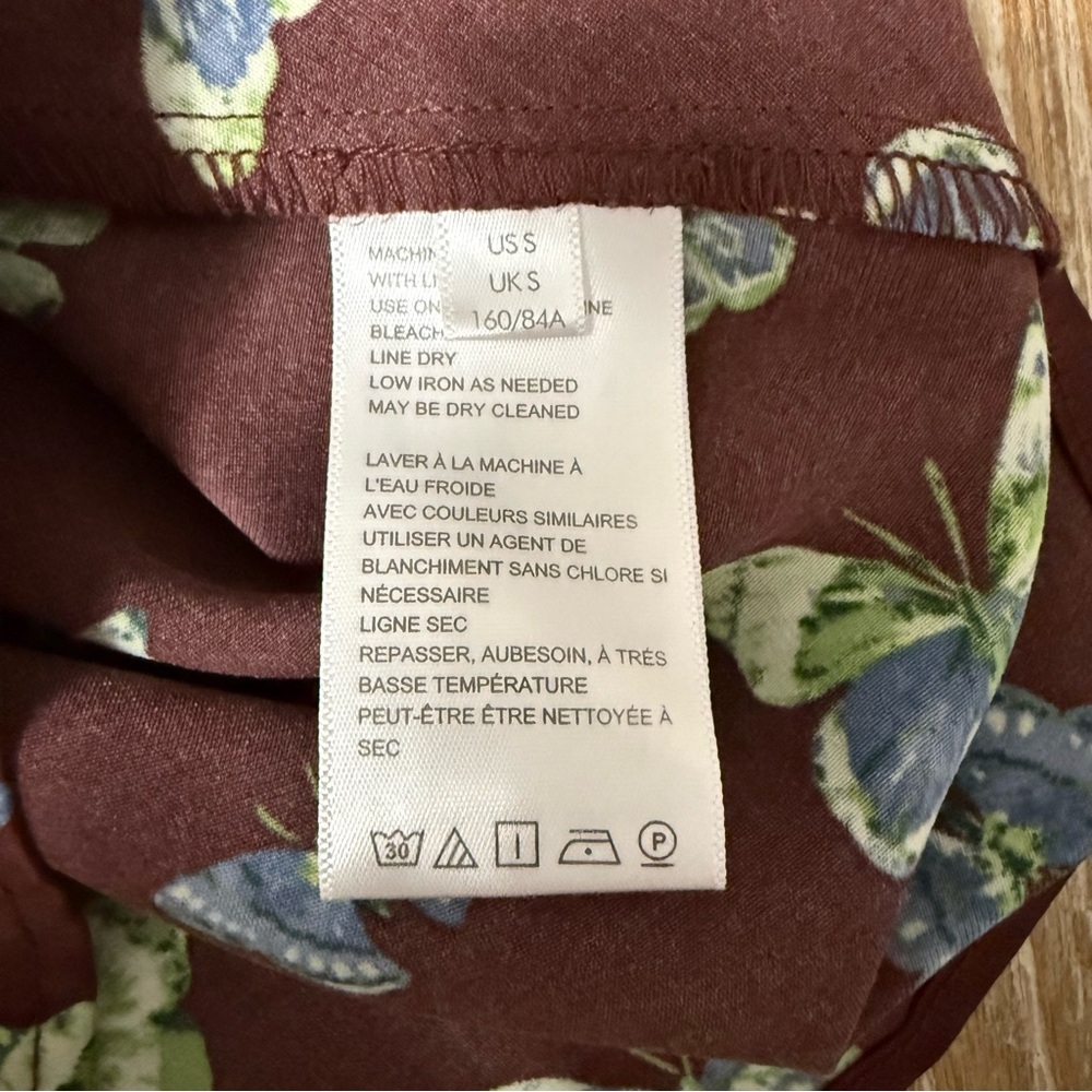 Urban Outfitters Mallory Butterfly Satin Cowl Neck Dress Size S Fairy Brown Y2K - Picture 7 of 10